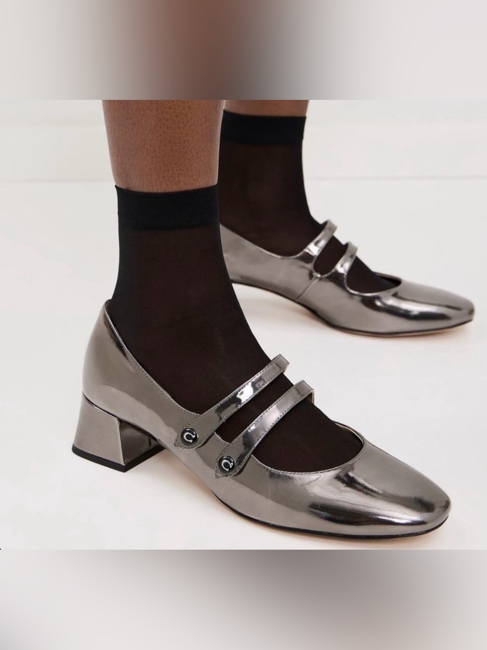 Patent Leather Mary Jane Flats in Dark Brown